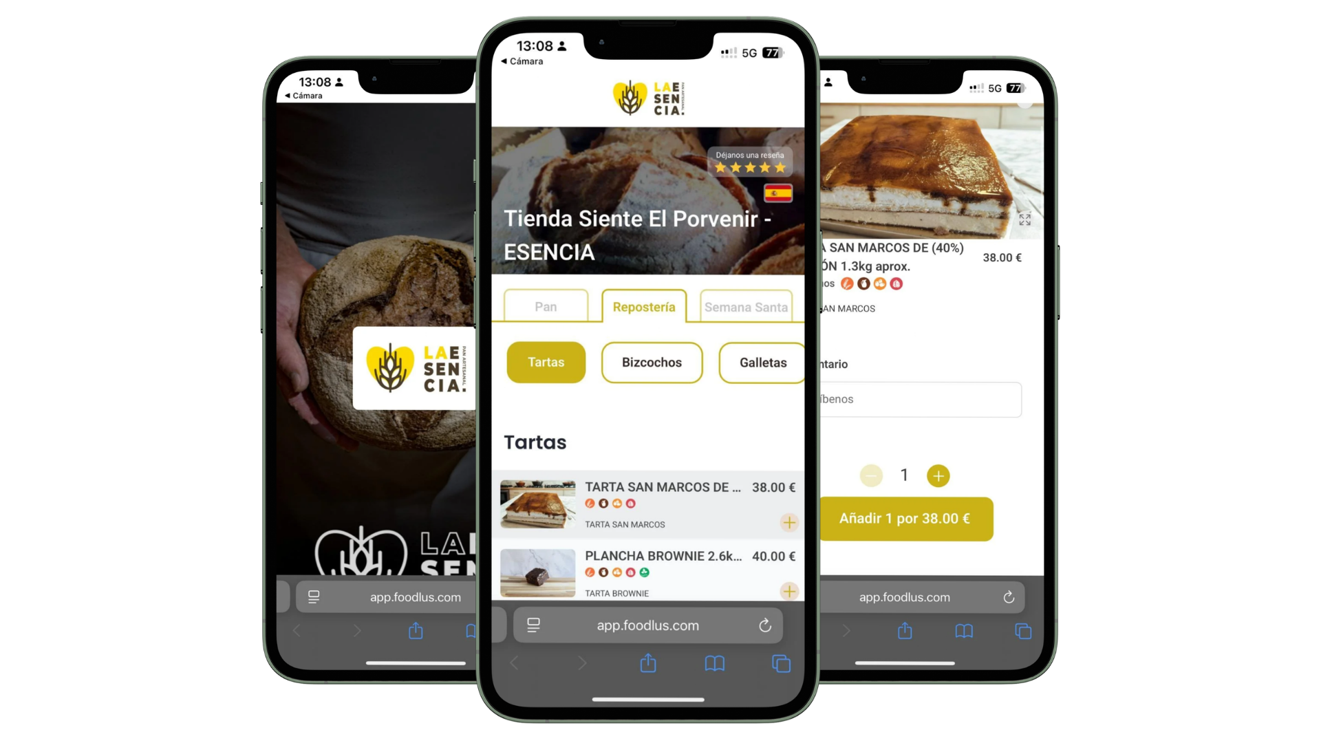 Tienda online de panadería con productos y selección de hora
